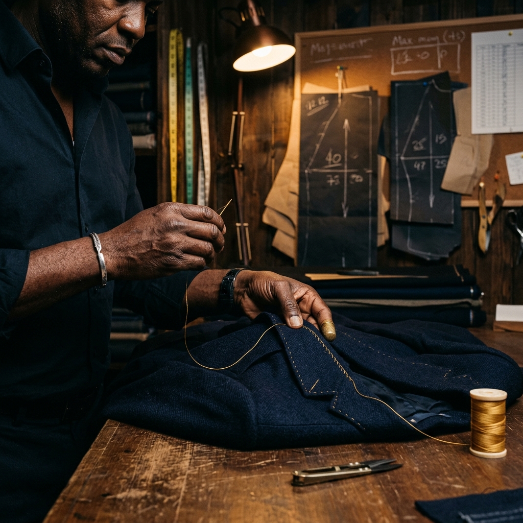 Bespoke tailor at work